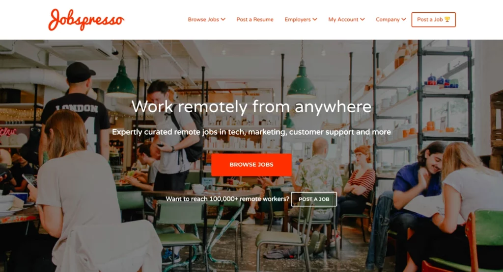 Plataforma online jobspresso para encontrar trabajos en línea