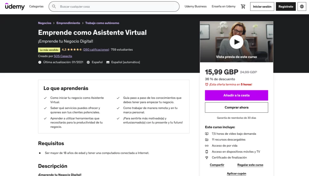 Los mejores cursos de asistente virtual en Udemy
